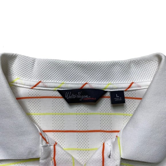 Walter Hagen Essentials Golf Polo Shirt Mens Size L White Striped Short Sleeve - Picture 5 of 8